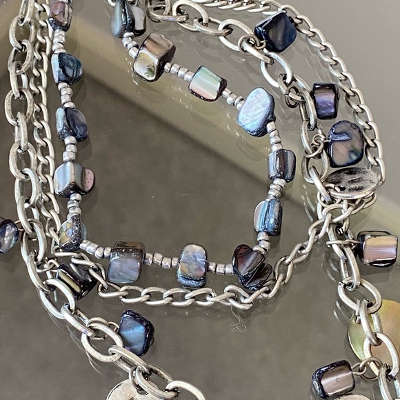 Silver Multi Stone Boho 3 Strand Necklace & Matching Earrings - Picture 4 of 10